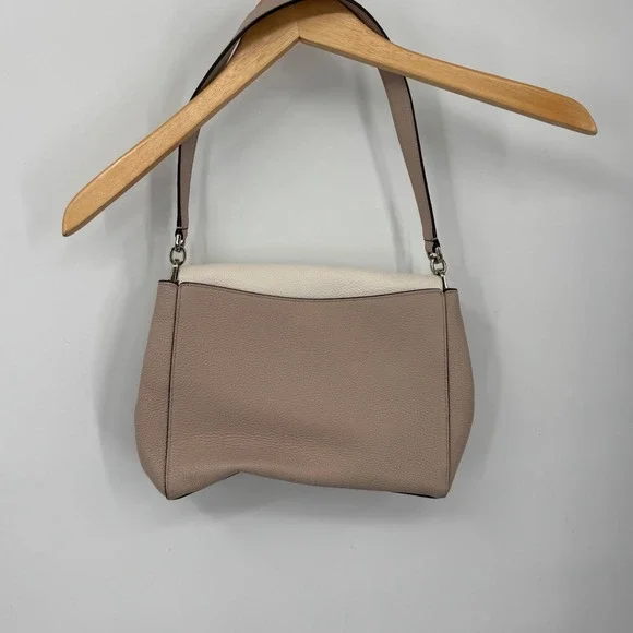 Kate Spade New York Leila Medium Flap Shoulder Bag Leather Two Tone Beige - Picture 5 of 16